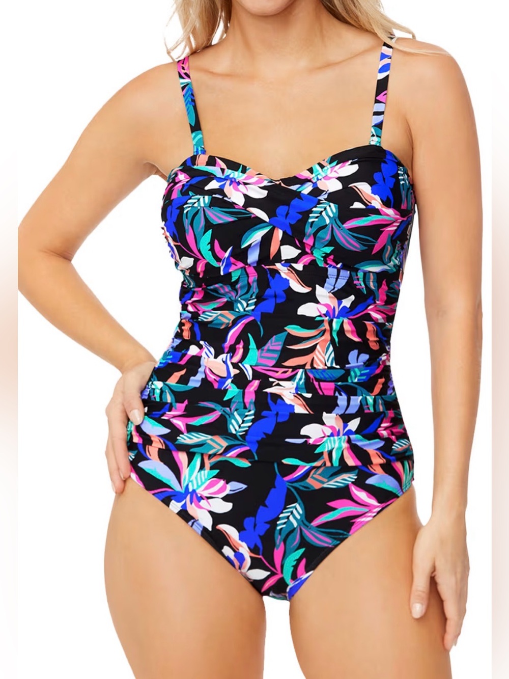 New Leilani Tropical Floral One-Piece Swimsuit Sz 10